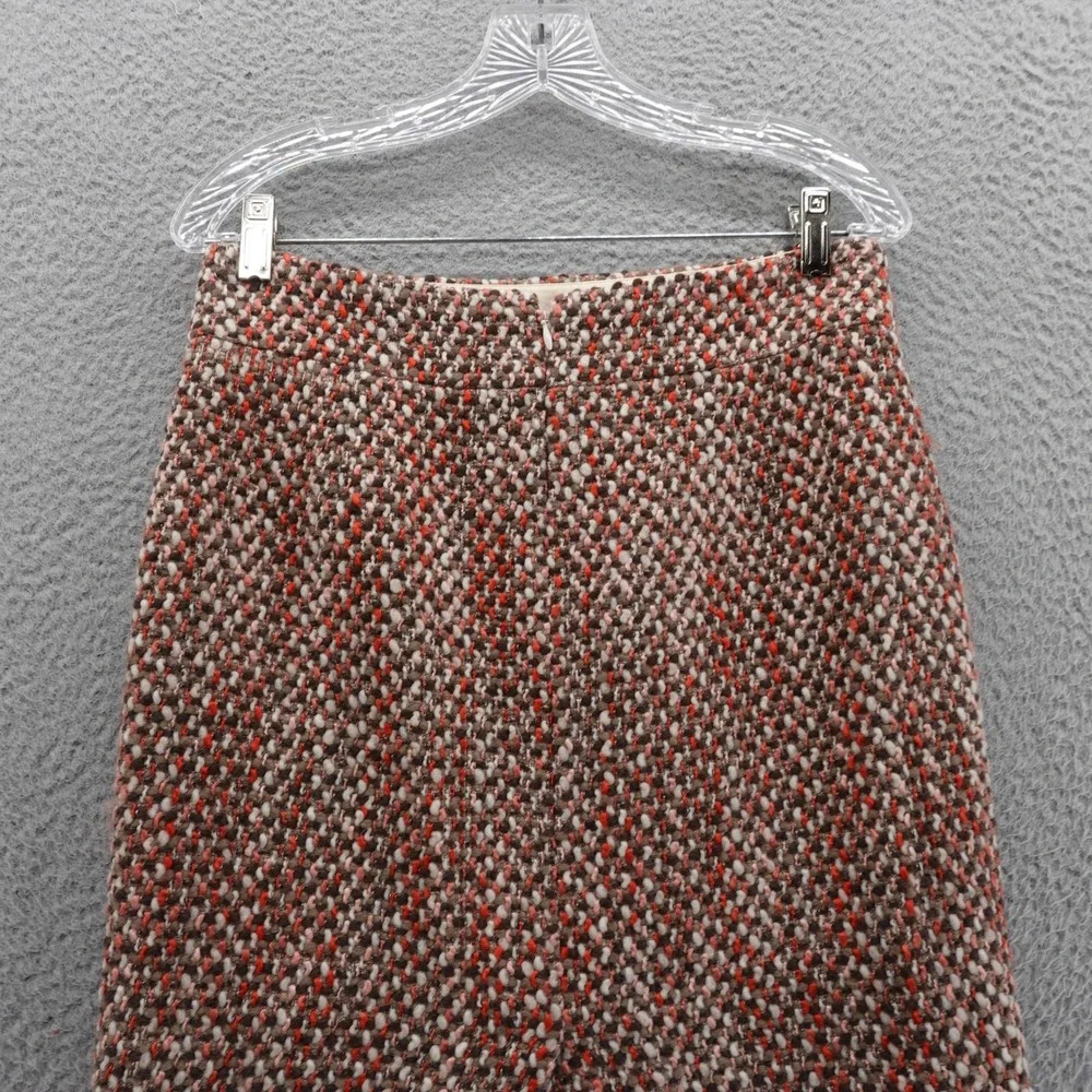 J Crew Wool Blend Tweed Pencil‎ Skirt Size 4 Brown Pink Womens Preppy Career